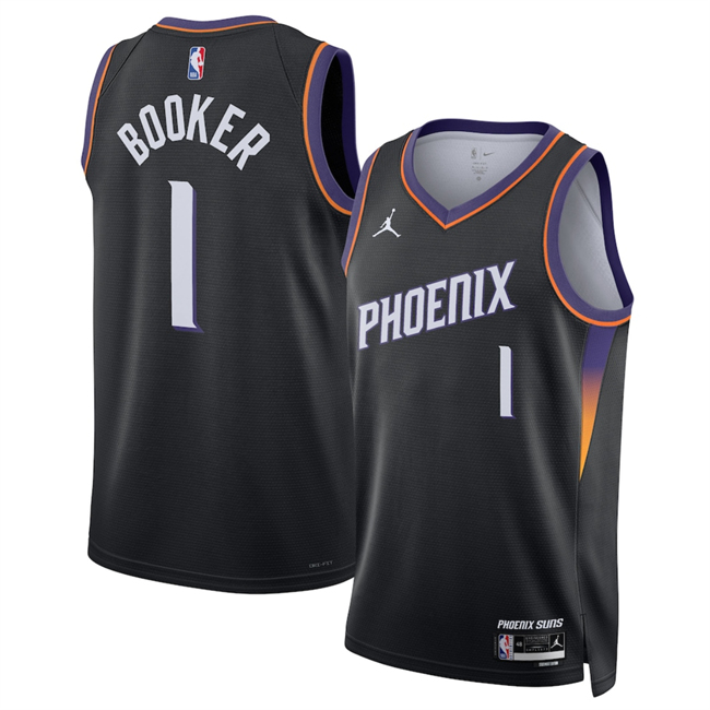 Youth Black Phoenix Suns #1 Devin Booker 2025 Statement Edition Stitched Basketball Jersey